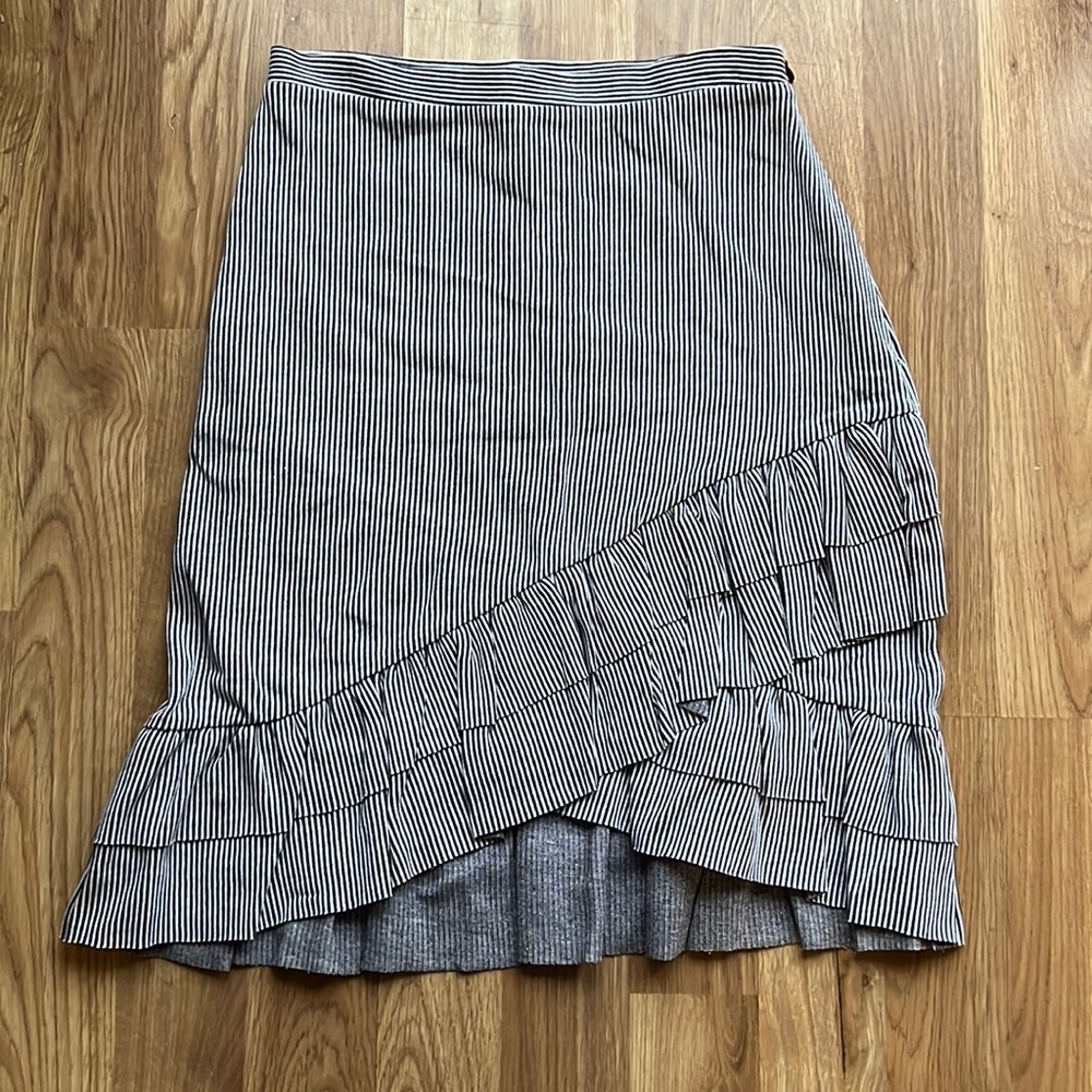 H&M | Pinstripe Ruffle Pencil Skirt